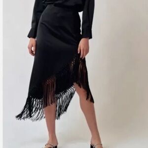Elegant Black Fringe Skirt